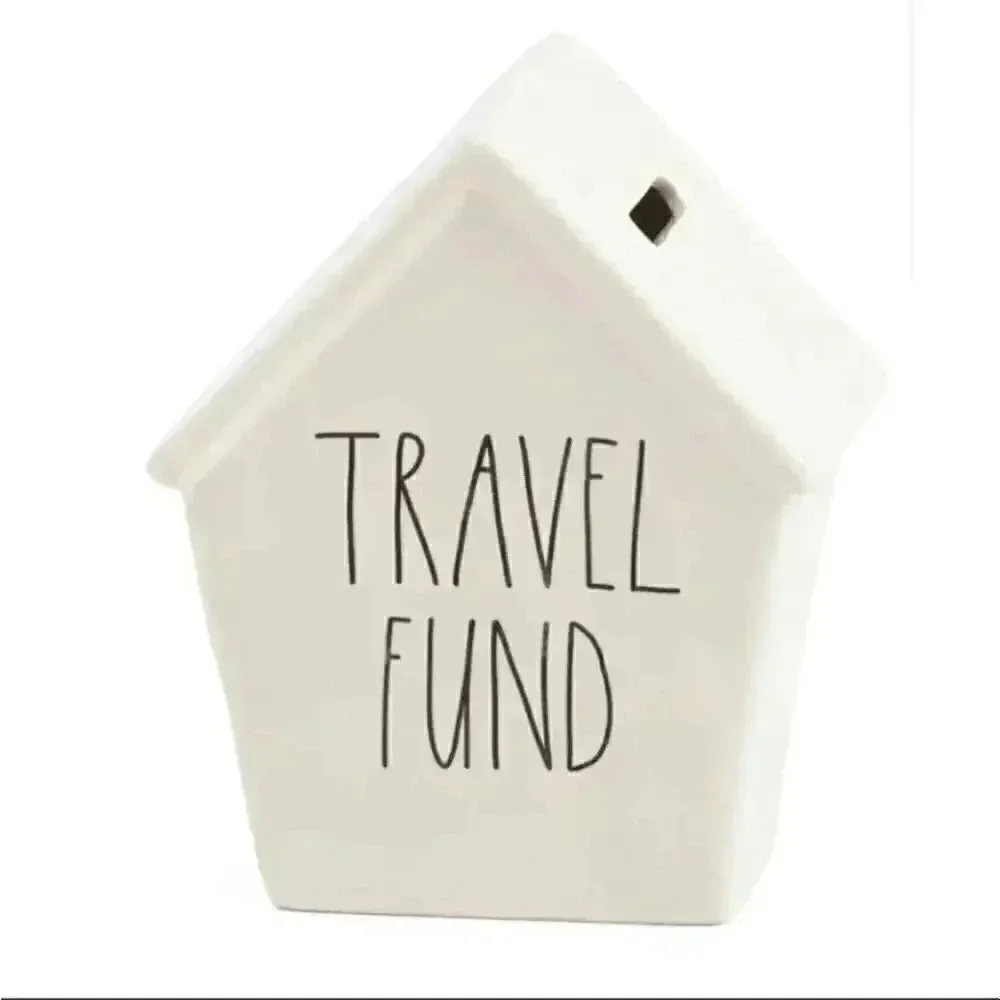 RAE DUNN Travel Farmhouse Boho Ceramic Fund Money Bank Home Decor